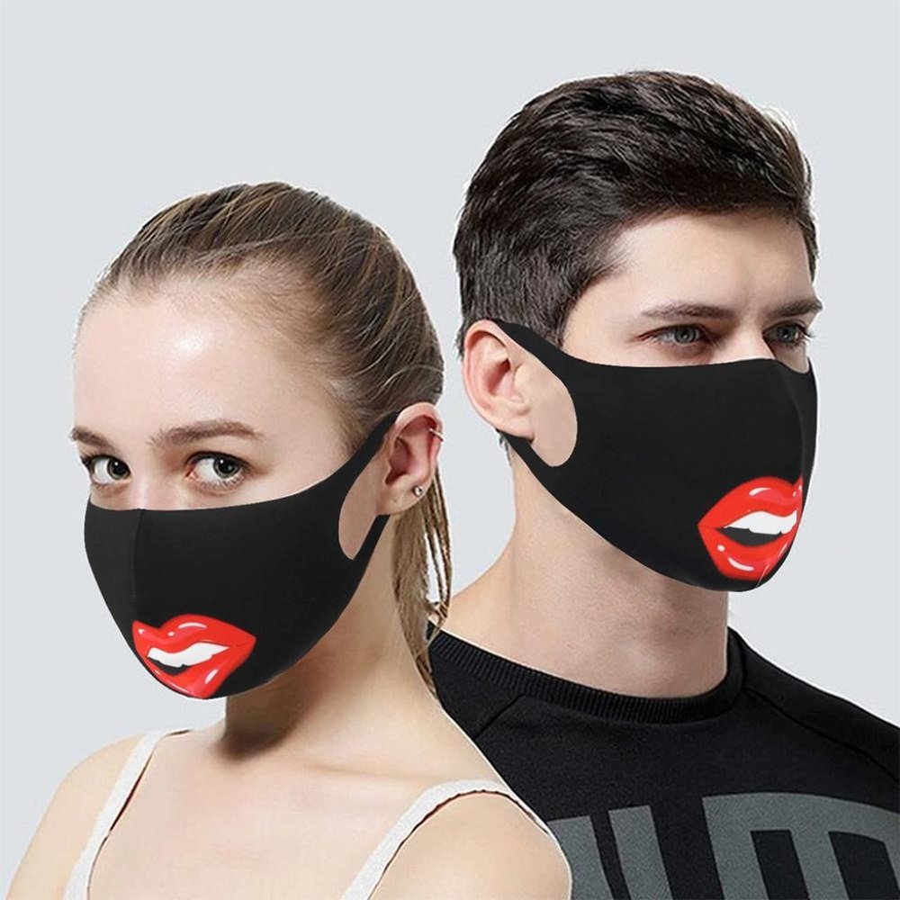 50/$240 Red Lips Face Mask Black Wholesale